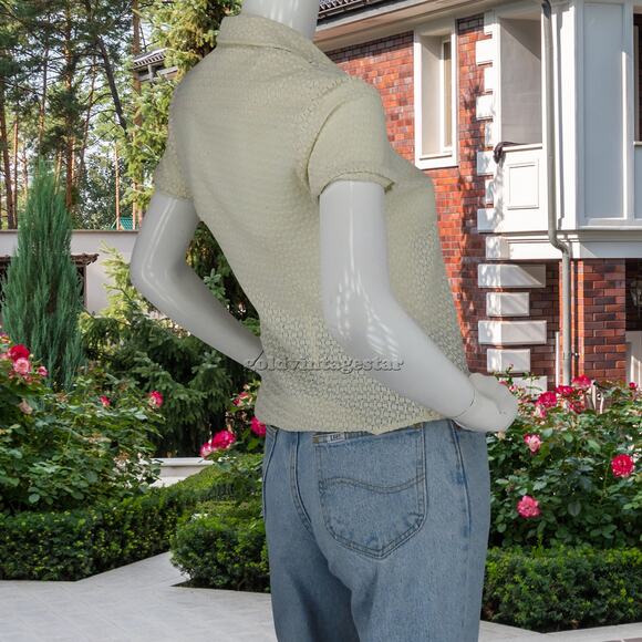 Vintage Guess Lace Mesh Textured Sheer USA Made Top - Picture 3 of 11